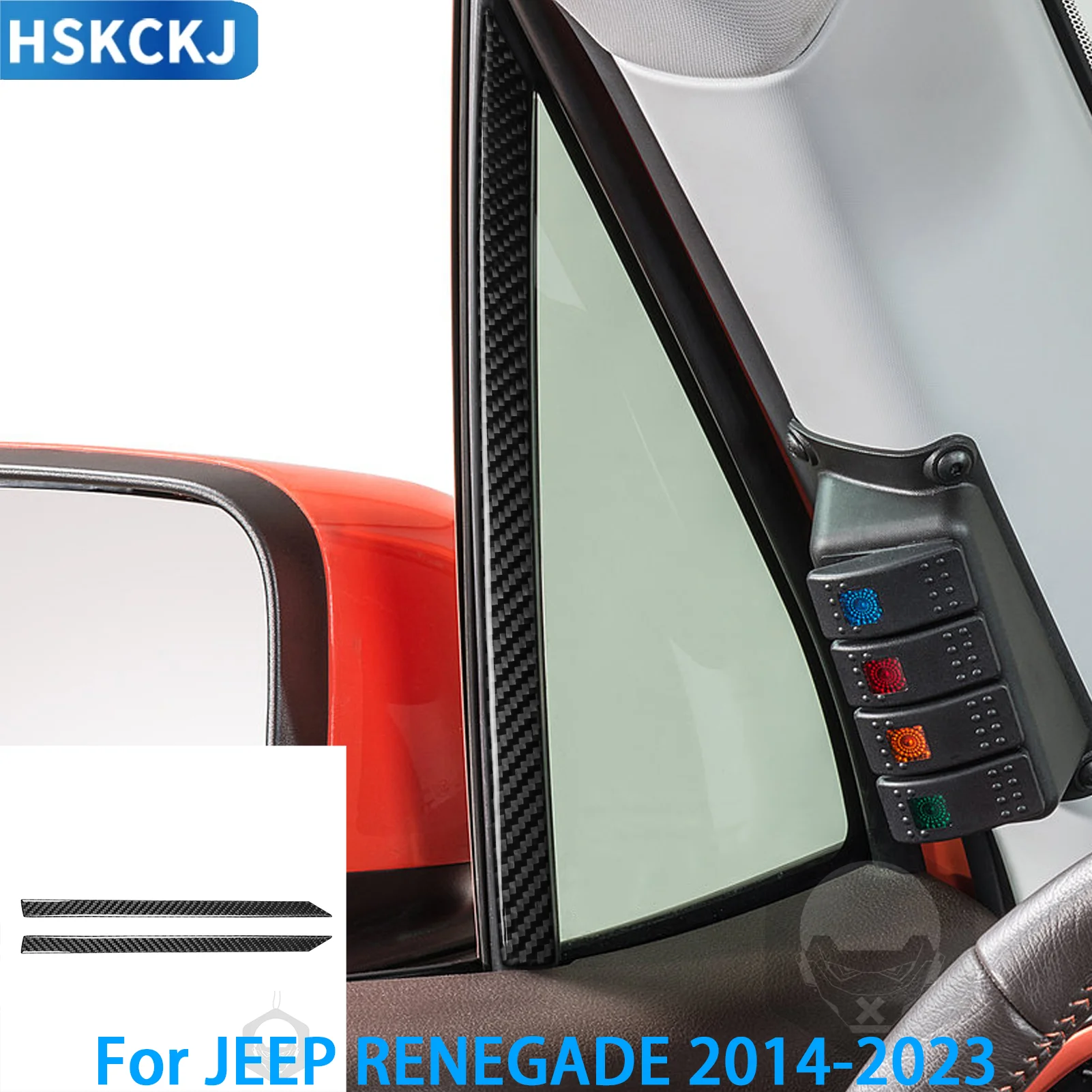 Carbon Fiber Interior Trim Sticker For Jeep Renegade 2015-2023 A Pillar Window Pillar Trim 2PCS