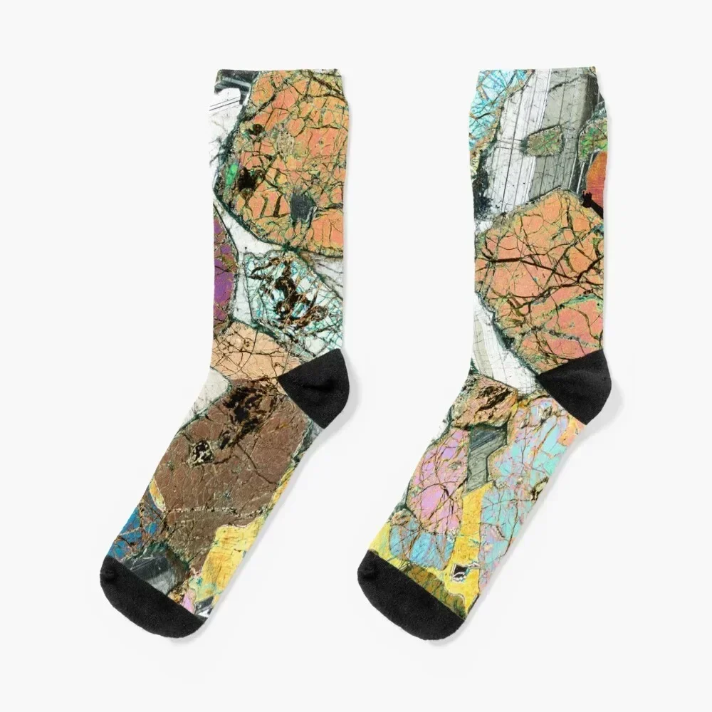 Geology gift - Peridotite from Ardnamurchan, Scotland Rock Thin Section Microscope Photo Socks cute Man Socks Women's