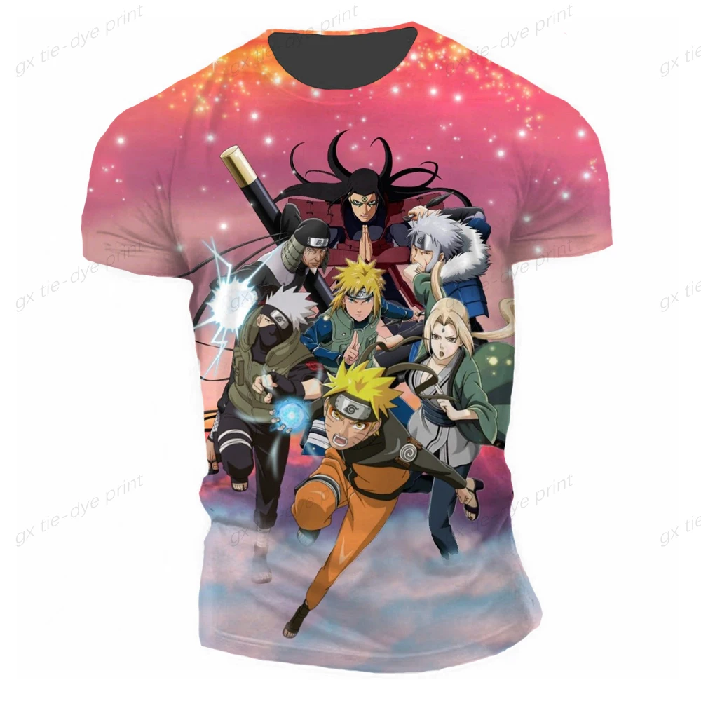

2025 New T-shirts Fashion Anime Men Short Sleeve 3D Printed Naruto Pattern Sports Street Hip-Hop Style Casual Oversized T Shirt
