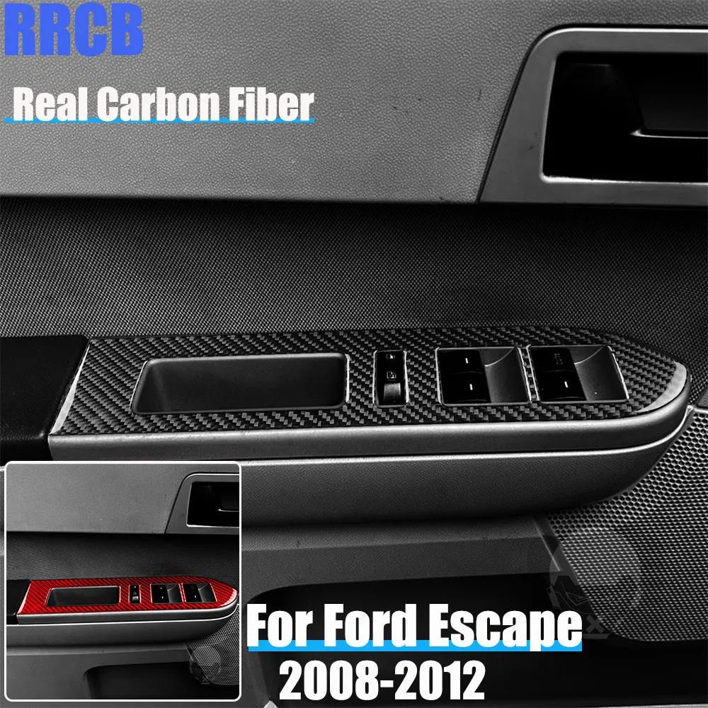 

Настоящее углеродное волокно, автомобильные аксессуары, накладка на подъемник переднего окна, мягкая наклейка на крышку для Ford Escape 2008-2012, для Mazda Tribute 08-11