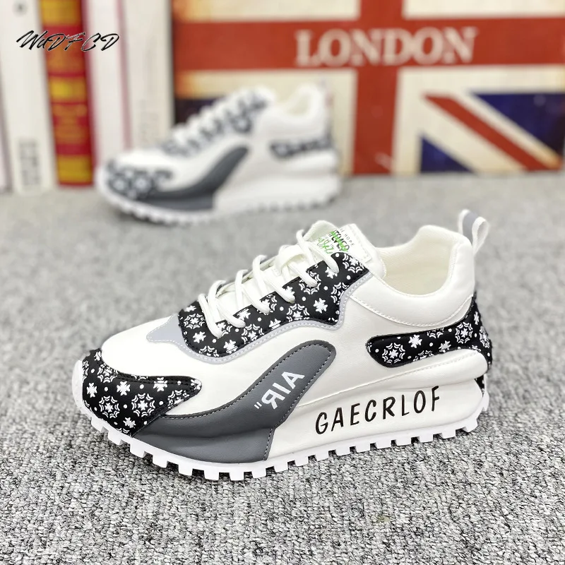 Chunky Sneaker Men Cover Bottom Board Shoes Fashion Casual Microfiber Leather Upper Increased Internal Designer Platform Shoes