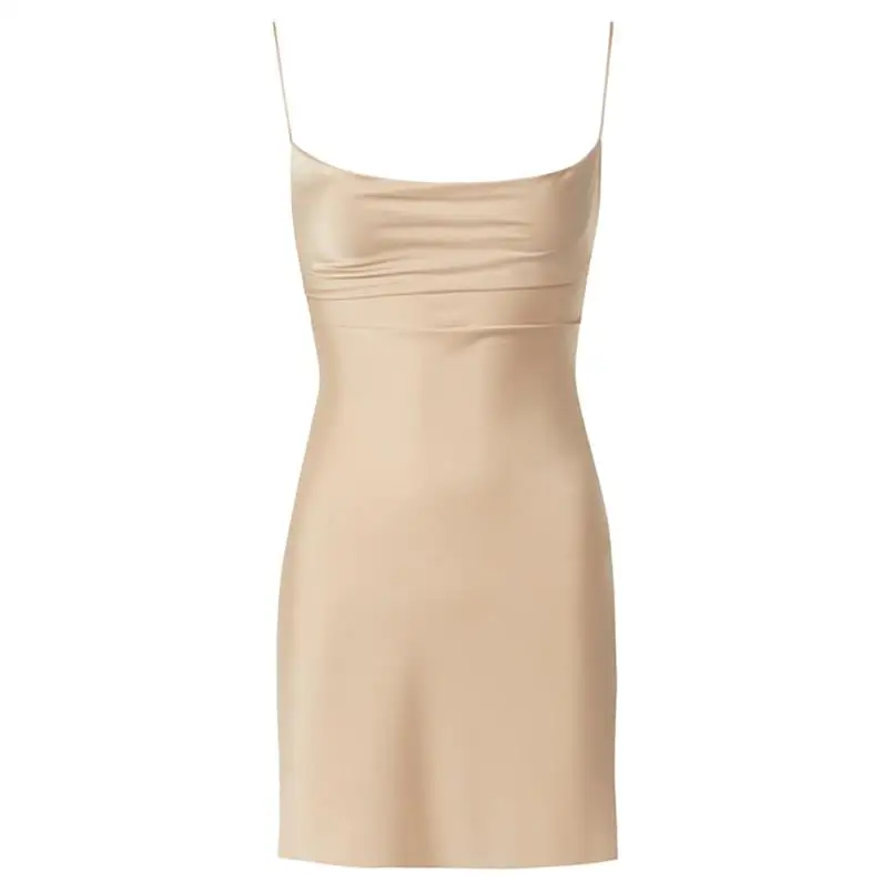 Swinging Collar Simple Basic Slip Mini Dress Elegant Fashion Beach Party Summer Holiady Dress 2026 Bodycon Solid Satin Vestidos