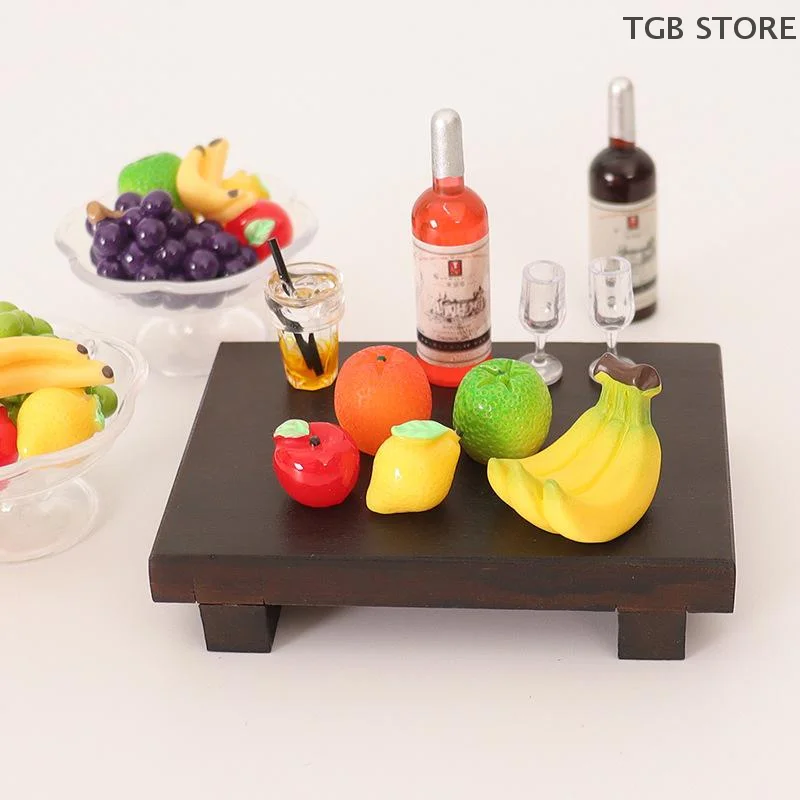 6 Pçs/set Simulação Prato de Frutas Transparente Banana Laranja Uva Modelo