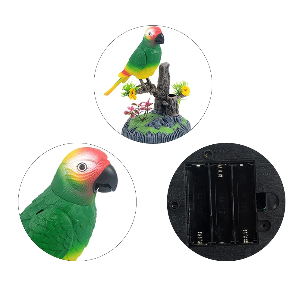 Voice Control Sensor Toy Parakeet Toys Desk Accessory with Bird and Tree Design Chirping Singing