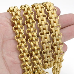 1 Meter Gold Color Stainless Steel Embossed Heavy Punk Necklaces Chain DIY Jewelry Findings Making Hip-hop Bracelets Chains