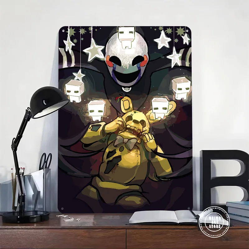 Five Nights At Freddy's Fan Art Tinplate Poster Customized Wall Art Vintage Metal Signs Retro Tin Plaque for Garage Accessories