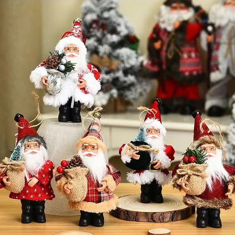 1PC Festive Party Supplies Santa Claus Doll Standing Father Holiday Celebration Home Decor Xmas Gift Christmas Tree Ornament