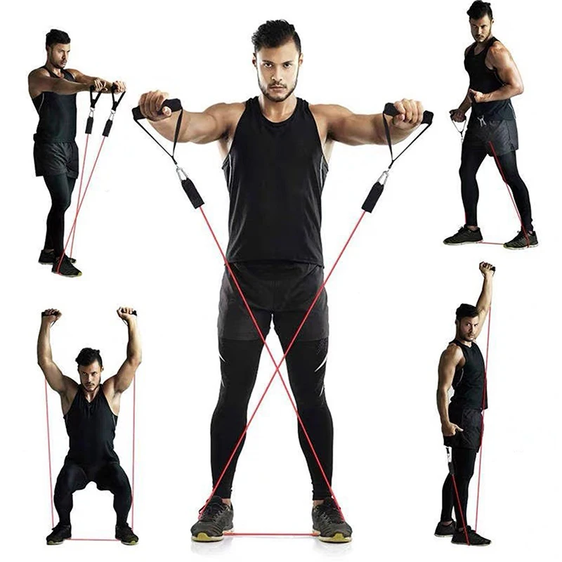 11-teiliges Set Muskeltrainingsgurte, multifunktionaler Fitness-Spannungsgurt, Fitness-Spannungs-Trainingsgeschirr, elastisches Seil