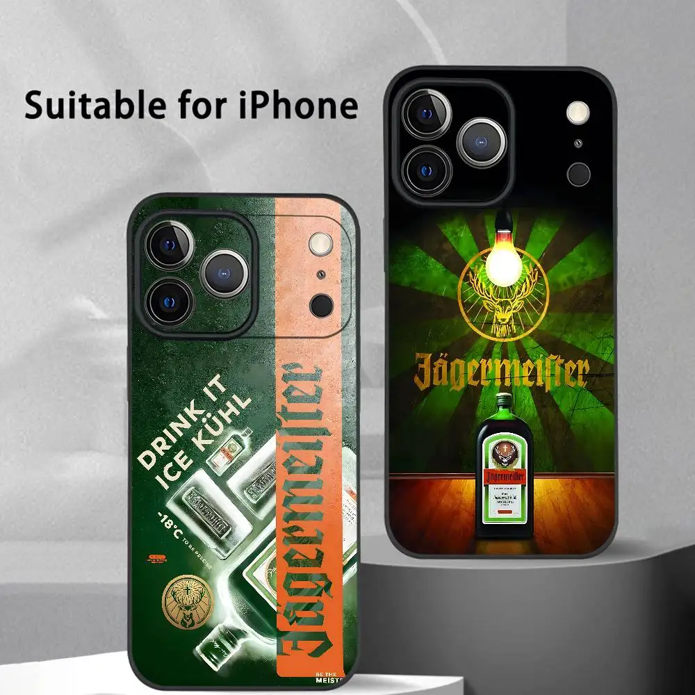 

German Wine J-Jagermeister Logo Phone Case For IPhone 17 16 15 14 13 12 11 Pro Max Plus Mini Black Frosted Soft Shell Funda