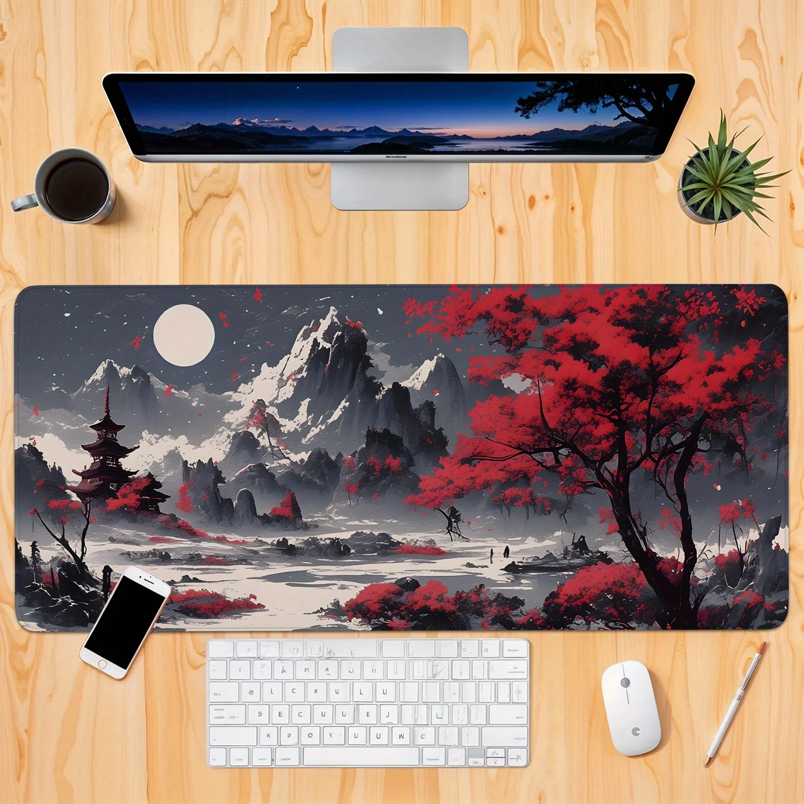 

Ink wash Snow mountain landscape design mouse pad, rubber anti-slip, washable, expandable large computer game pad, high quality