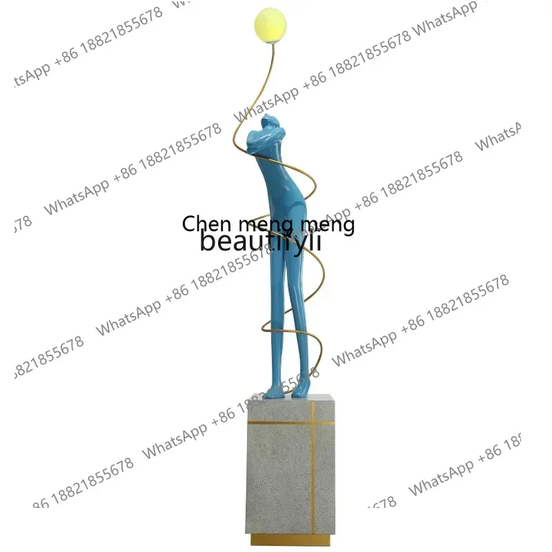 

R Абстрактная фигура, скульптура, вестибюль отеля, художественное украшение, светящаяся лампа для виллы, гостиной, напольное украшение R