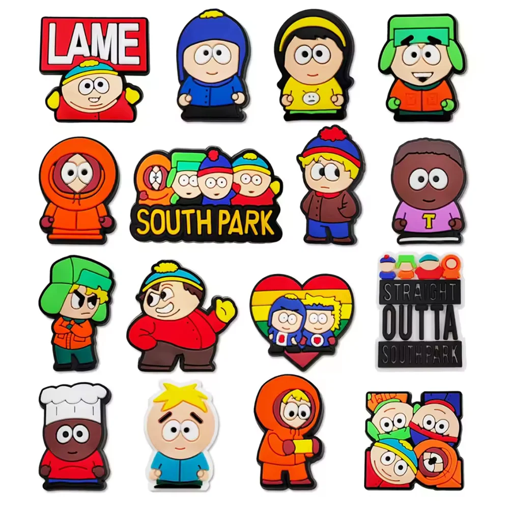 16-46pcs PVC Shoe Charms Famous Cartoon Character Boy Girl Man Garden Shoes Ornaments Accessories Decorations Clog Sandal Buckle
