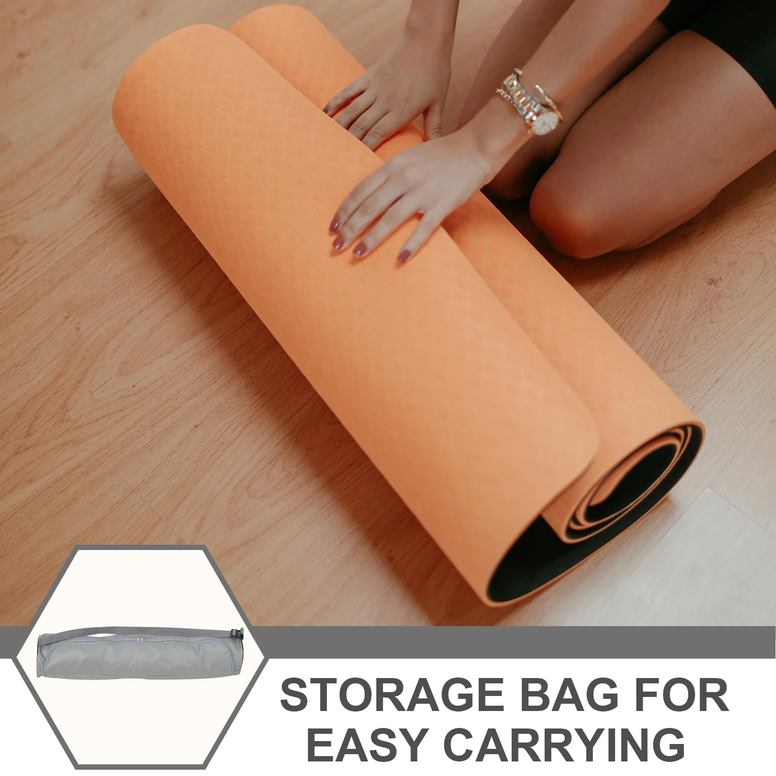 

Yoga Mat Storage Bag Waterproof Large Capacity Adjustable Sling Shoulder Strap Outdoor Fitness Tote Bag Light Grey