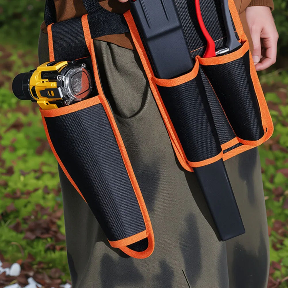 

Сумка для инструментов для строительной площадки, как на изображении, с защитой от непогоды, для хранения инструментов, с кобурой для секатора и карманами для быстрого доступа.