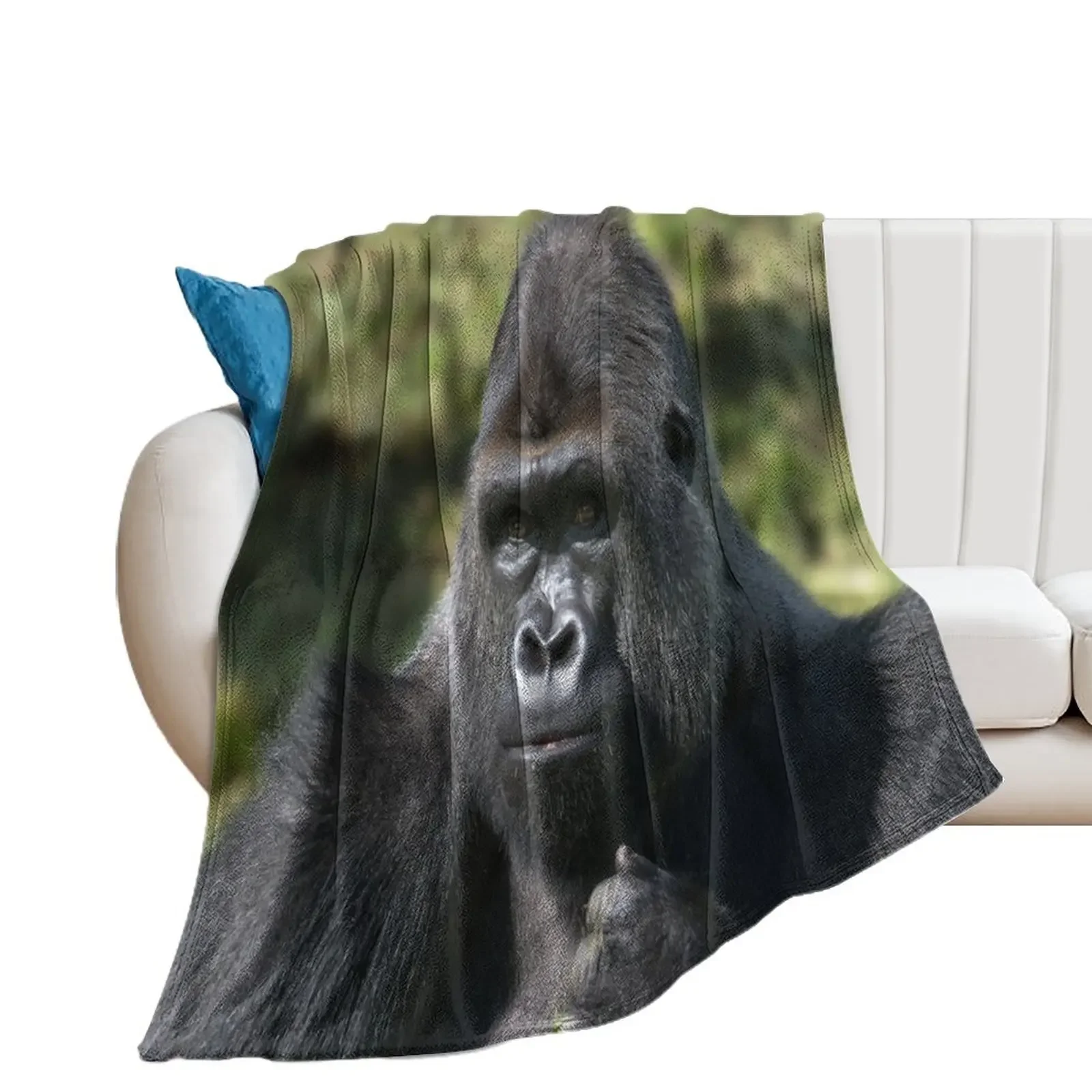 Silverback Gorilla Portrait Throw Blanket For Baby Kid'S Designers Soft Plaid Blankets