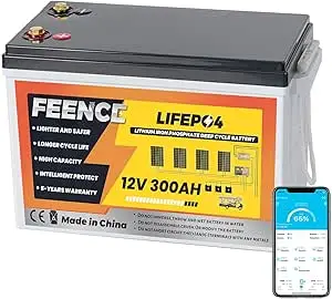 12V 300Ah Bluetooth LiFePO4 Battery ,200A BMS 12V Lithium Battery 3840Wh Power Low Temp Cutt-off for RV Solar Trolling Motor