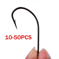 10/20/50 Box Long Shank Fishing Hook 10#-70# Fish Hooks High Carbon Steel Sharp Barbed Offset Narrow Bait Hook Fishhook