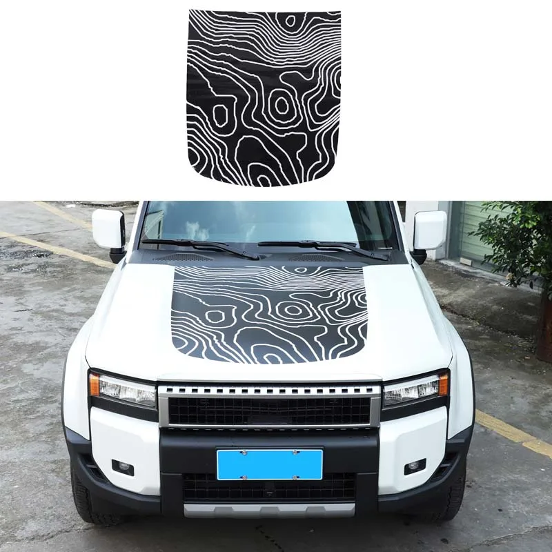 

Для 2024+ Land Cruiser 250 Toyota Prado LC250 наклейки на переднюю крышку наклейки с рисунком накладки автомобиля 1 шт. (мотографическая карта)