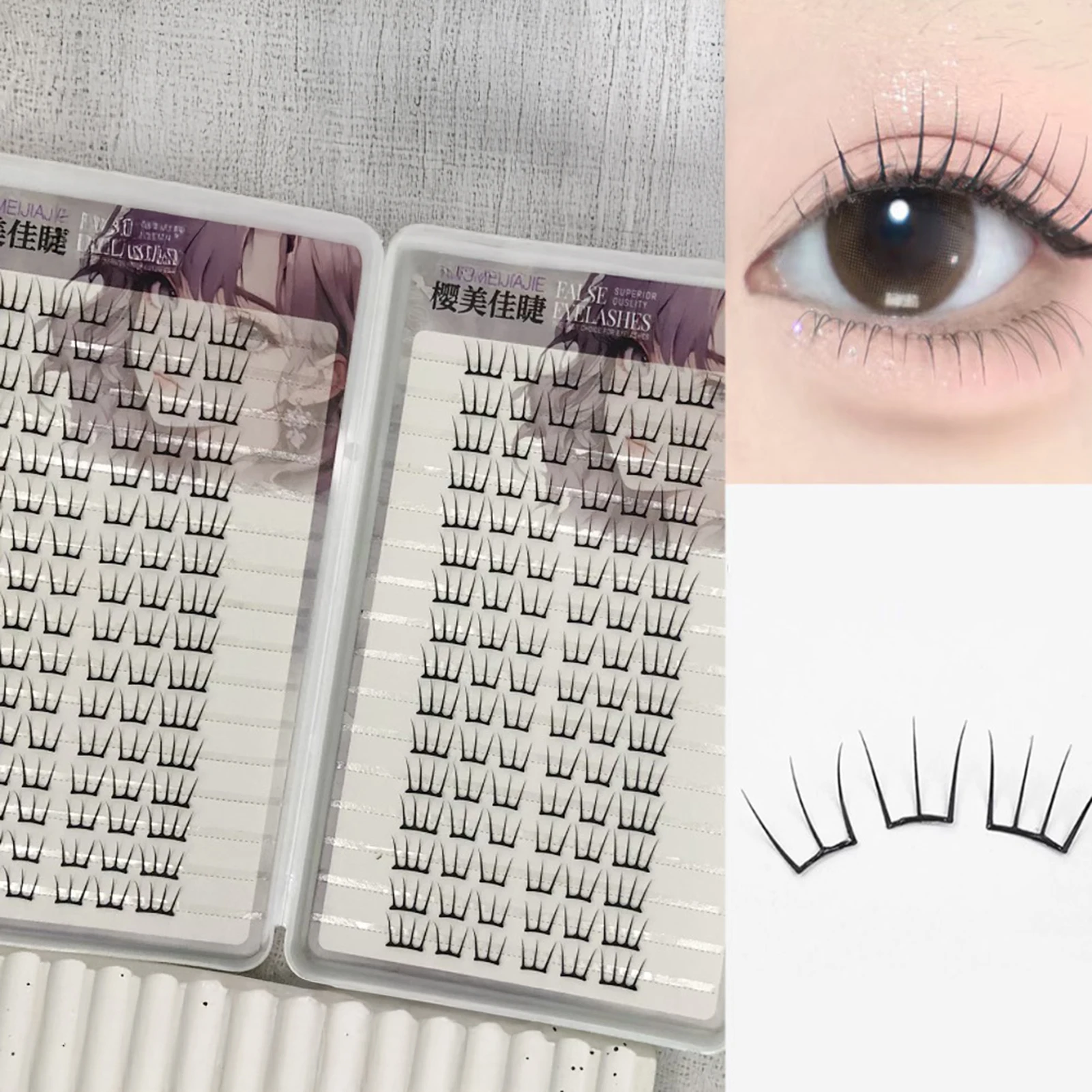 ธรรมชาติ DIY Wispy Fluffy Lash Extension เกาหลีทุกวัน Fluffy ขนตาปลอมกลุ่มที่สมบูรณ์แบบสําหรับสาว Night Out Eye แต่งหน้า