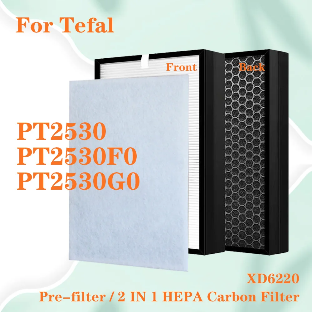 2 in 1 HEPA Filter + Active Carbon for TEFAL Pure Air Essential PT2530F0 PT2530G0 PT2530 Performance Purifier