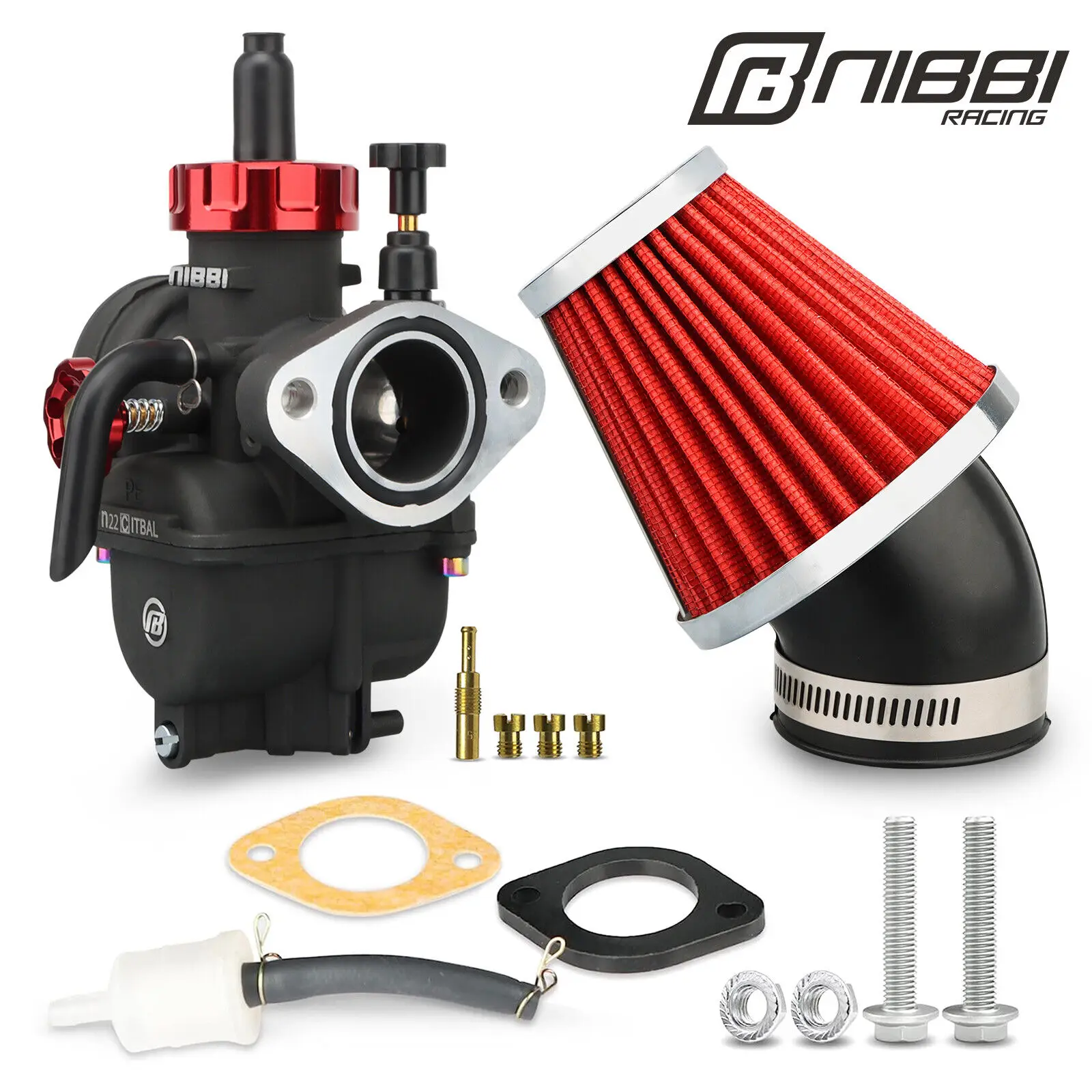 NIBBI PE17mm-PE22mm/PE24mm/PE26mm/PE28mm Flange Carburetor 100cc-250cc Air Filter Set ATV Yamaha Racing Pitbike Motorcycle