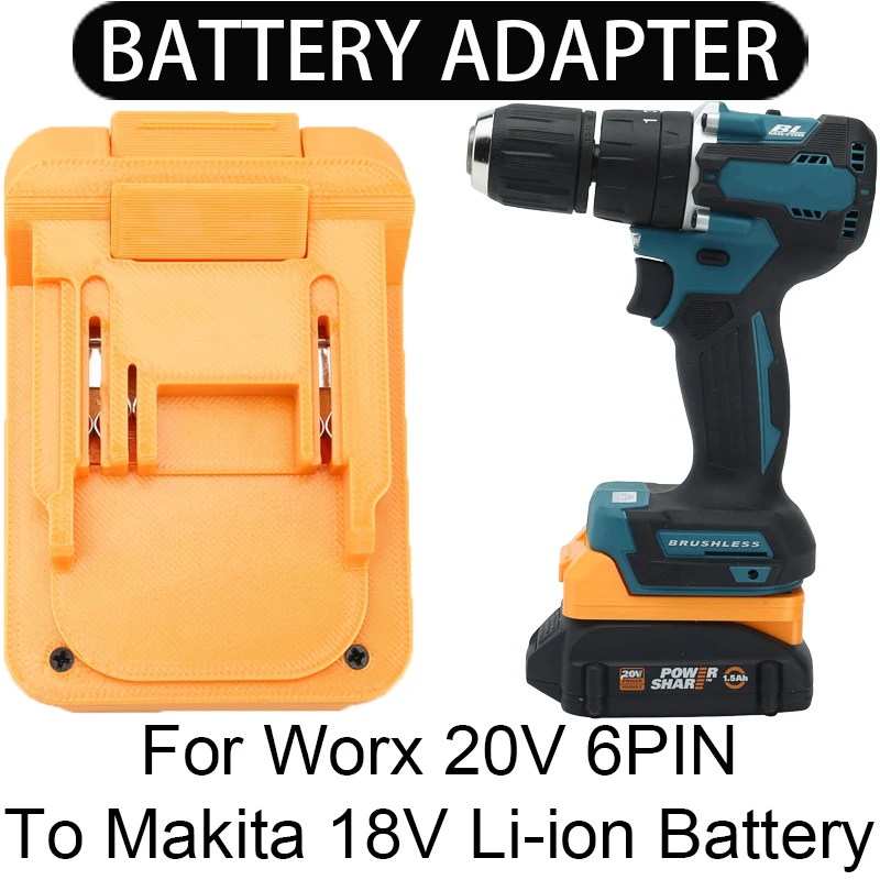 For Makita 18V Li-Ion Tool Convers to for Worx 20V 6PIN Li-Ion Battery Adapter Power Tool Accessory（Without Battery and tools）