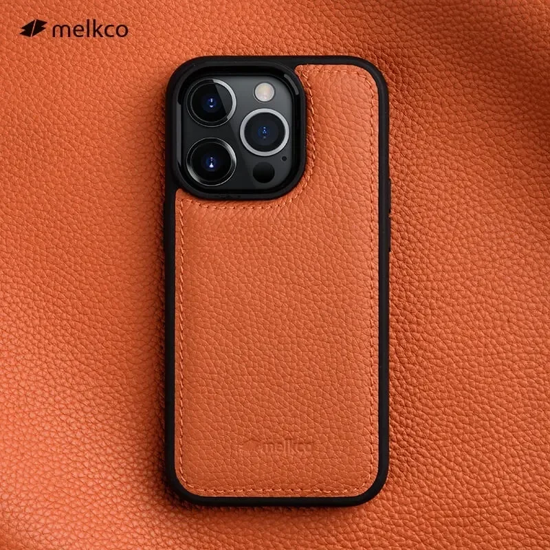 Original Melkco Premium Genuine Leather Case for iPhone 15 16 Pro Max 14 Plus 15Pro Business Full Coverage Phone  Armor Cover