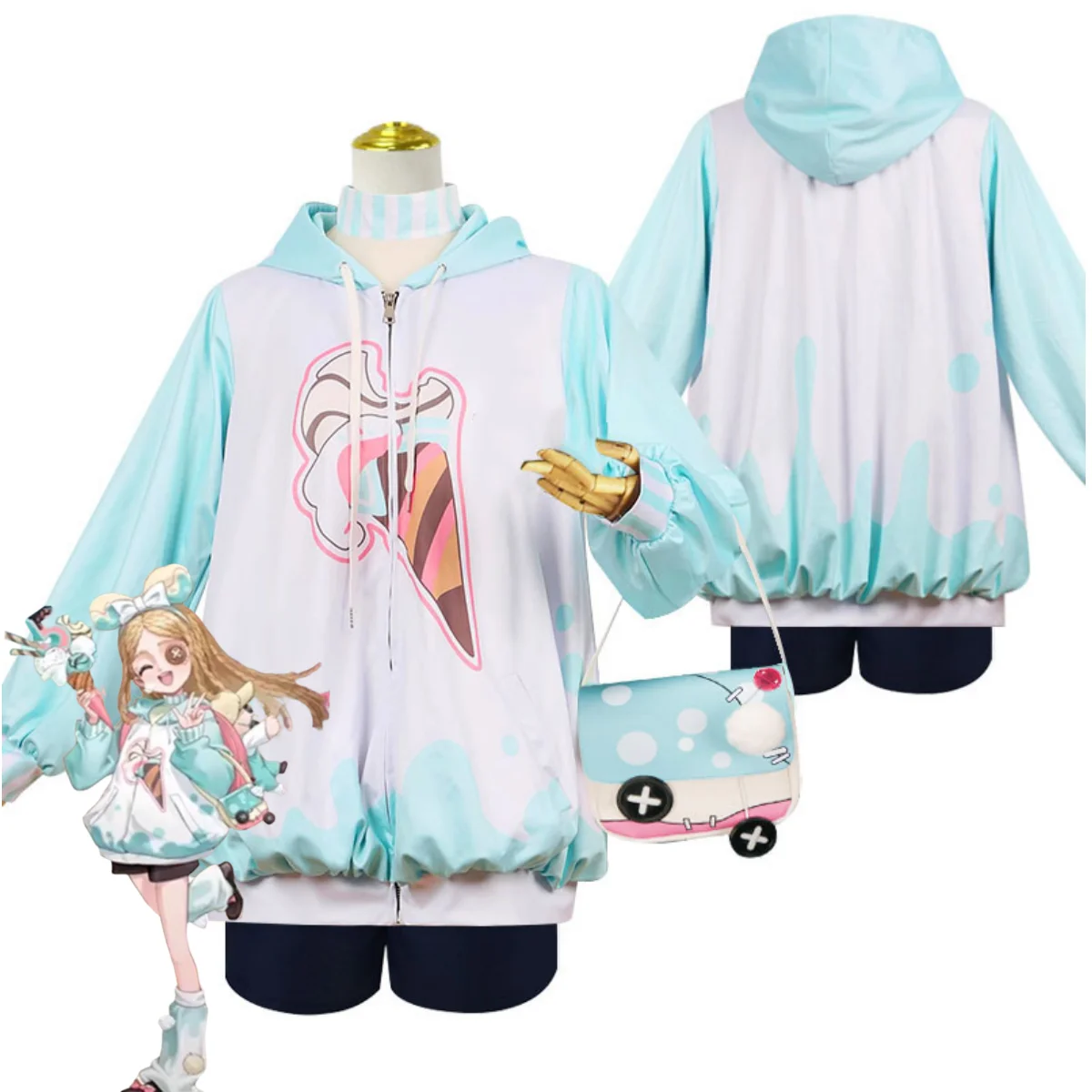 Game Identity Ⅴ Memory Survivors Little Girl Cosplay Costume Garden Party Hooded Coat Athletic Wear Wig Bag Woman Lovely Suit