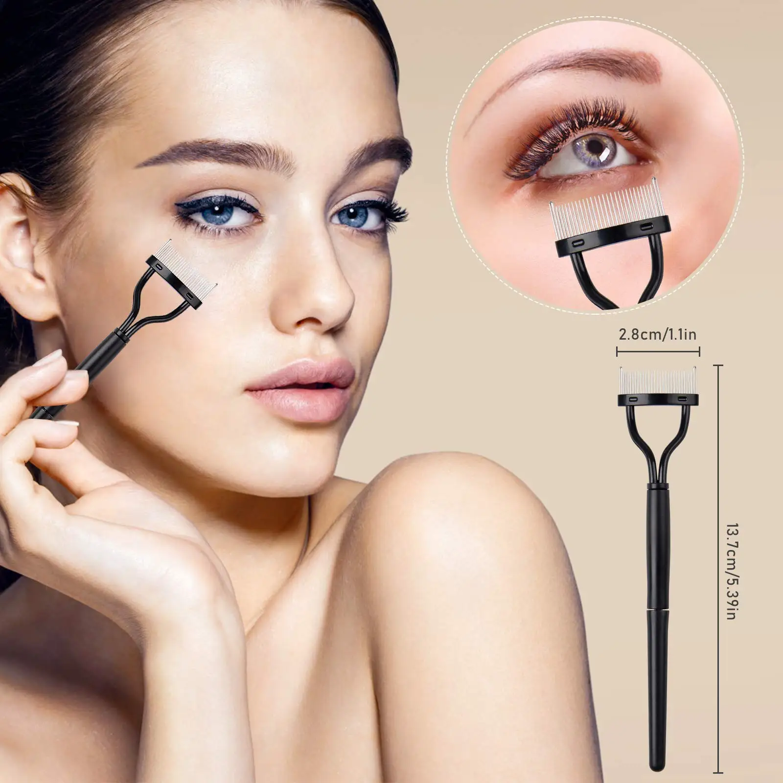 3/4 Uds peine para pestañas rizador de pestañas, cepillo para cejas peine herramienta separador de pestañas cepillo profesional para cejas de doble punta
