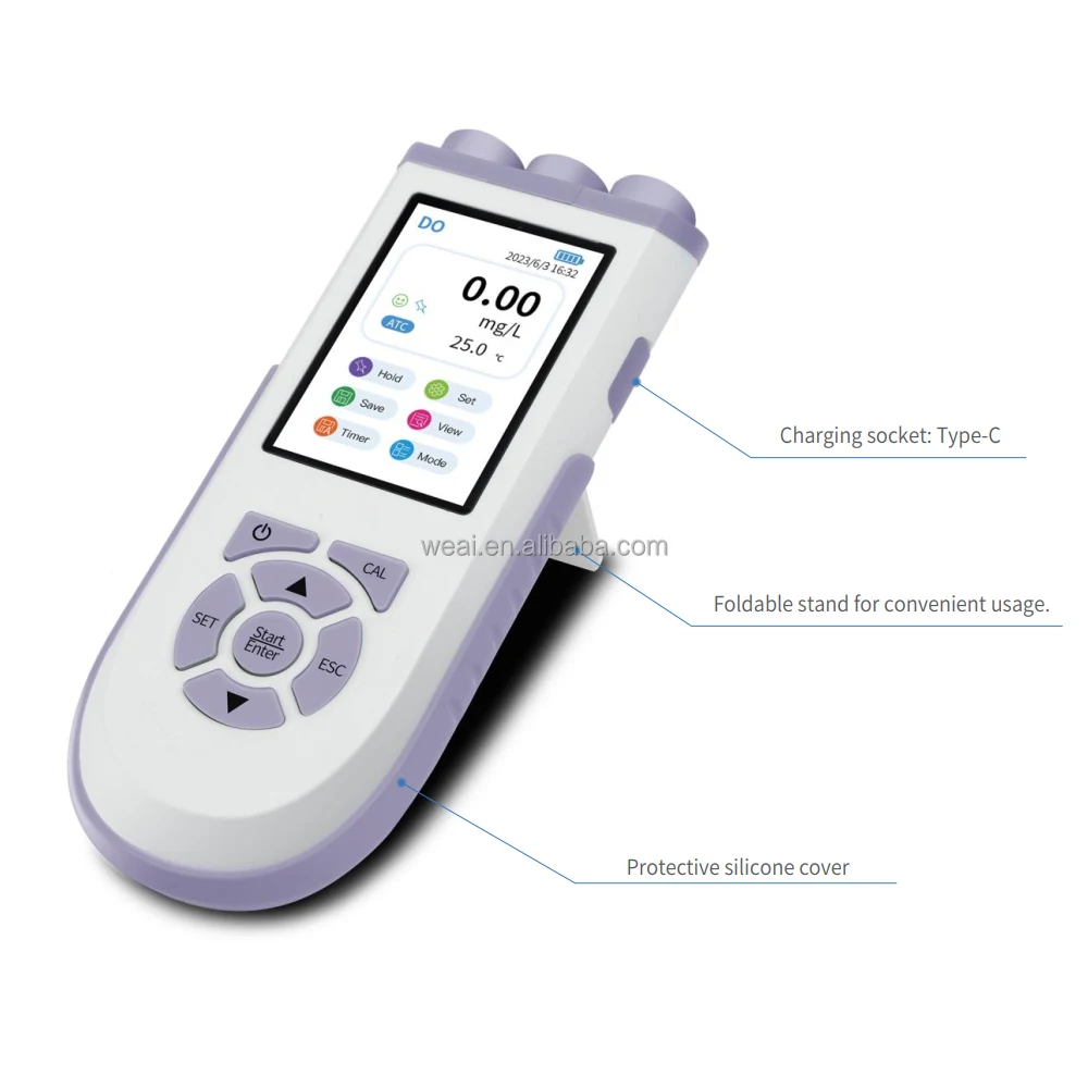 WEIAI Portable Power Station Salinity TDS EC Meter Ultrapure Water Low Conductivity Probe Power Plant Lab Conductivity Meter