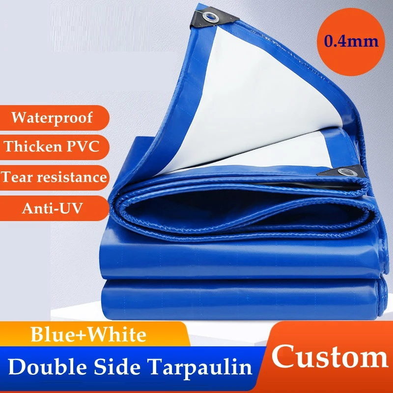 0.4mm Double Side PVC Waterproof Tarpaulin Desert Shelter Rainproof Tarp Abrasion Scrape Resistance Tracks Goods Cover