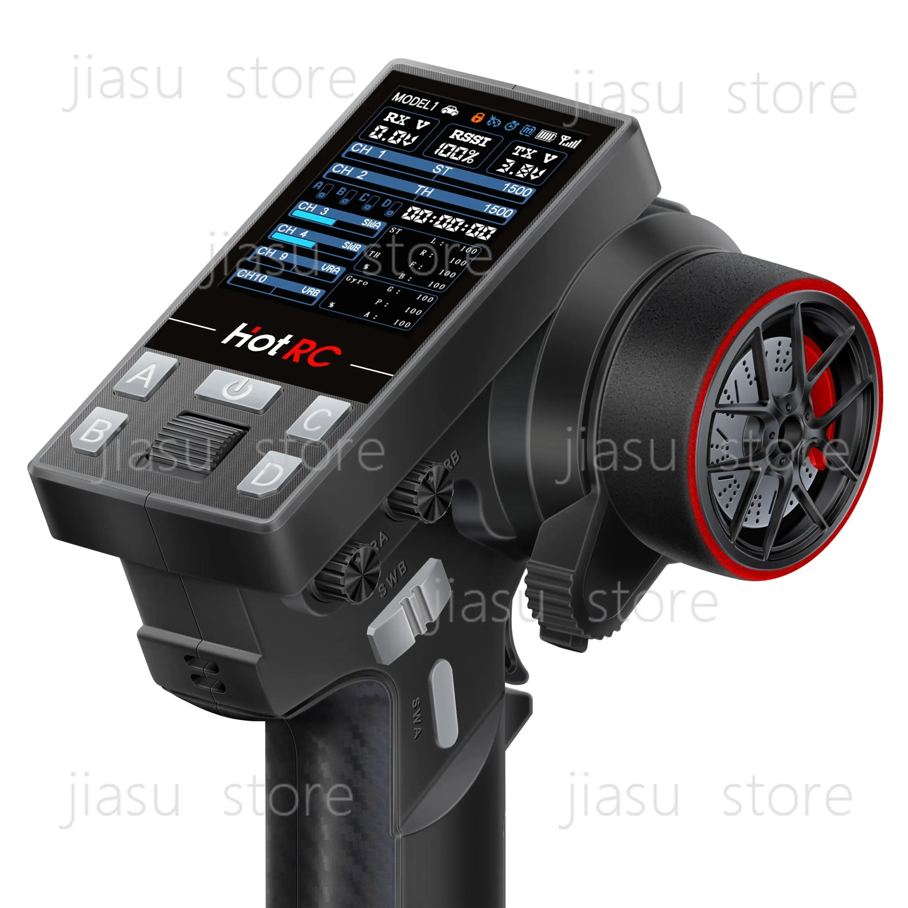 

HotRC CT-10B 10CH Handwheel Color Screen Transmitter F-10A Receiver for RC Car Tank Boat