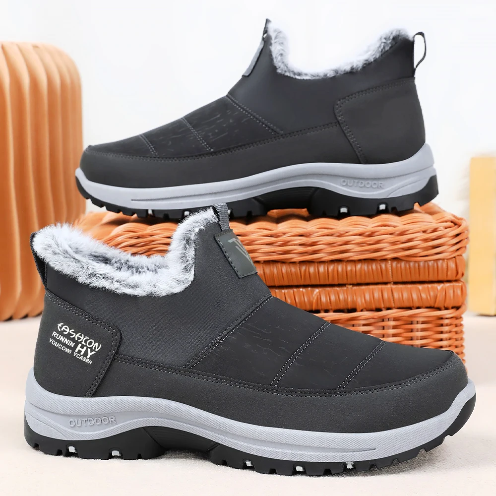 

YRZL Men Warm Ankle Boots Non-Slip Shoes Slip on Lightweight Indoor Slippers for Men Anti-Skid Winter Comfortable Plush Cotton