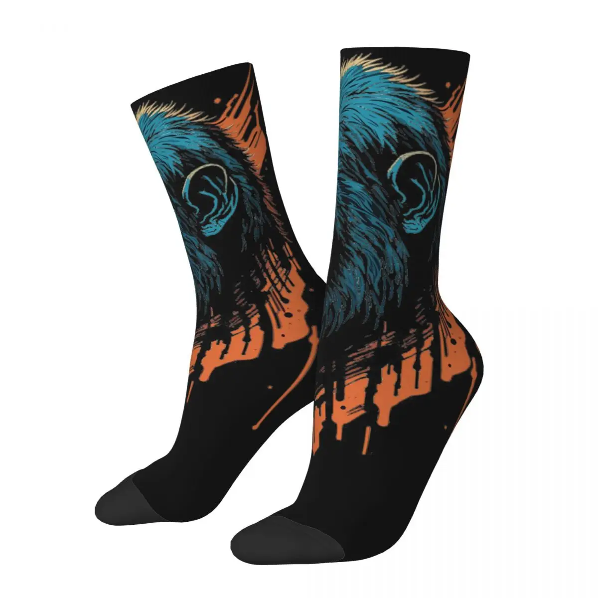 Calcetines con estampado de arte callejero para hombre y mujer, medias de mono, gorila, expresiones salvajes, para exteriores, primavera, verano, otoño e invierno, novedad, regalo