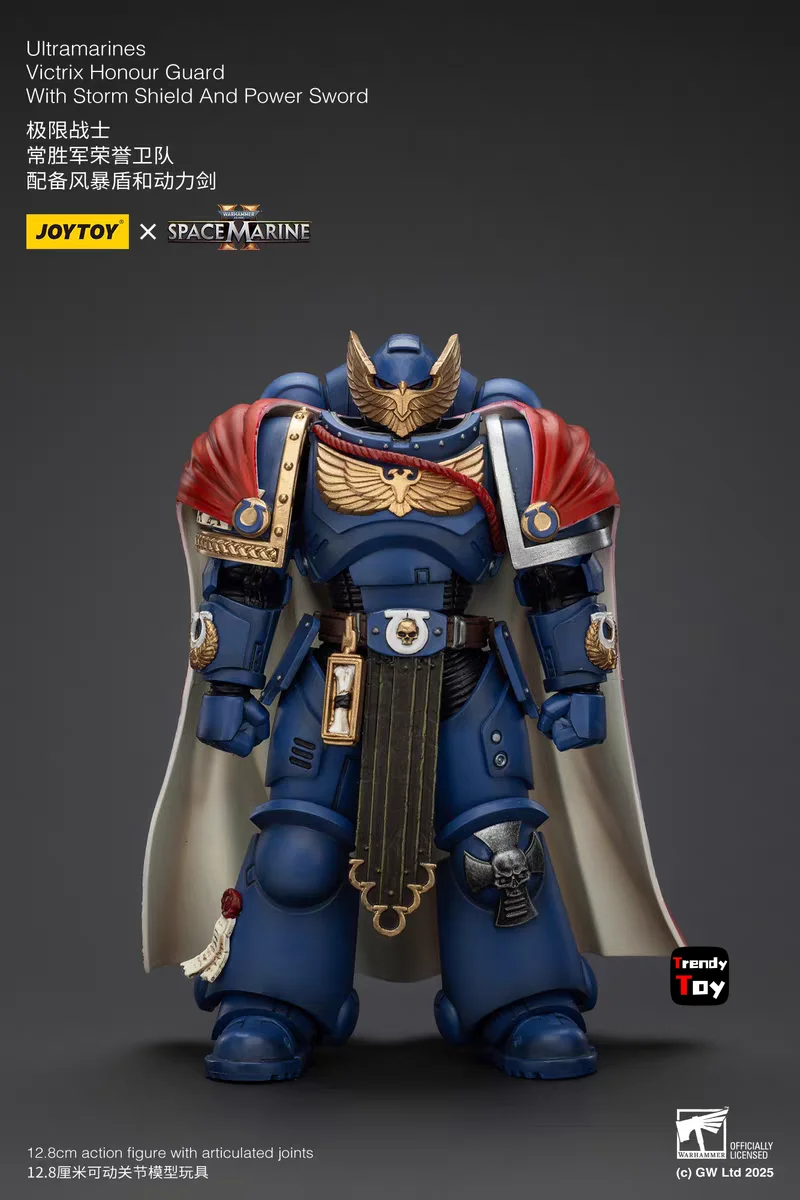 【JOYTOY】วอร์แฮมเมอร์ 40K อัลตรามารีนส์ วิคทริกซ์ ฮอร์นอร์ การ์ด พร้อมโล่พายุและดาบพลัง 1/18 โมเดลฟิกเกอร์ของเล่น