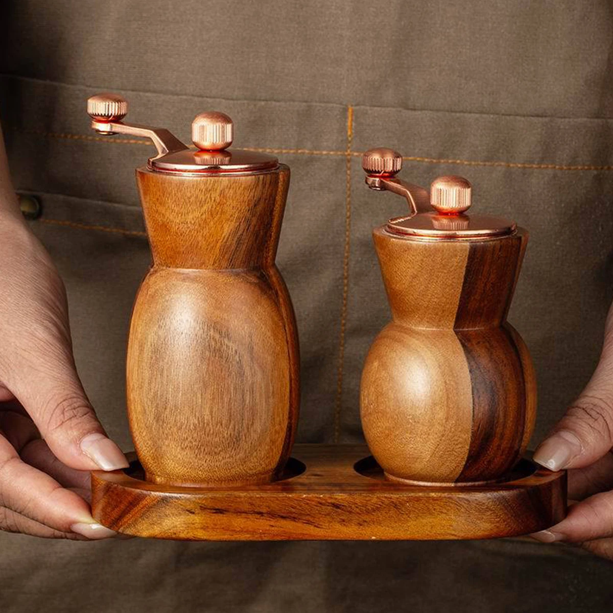 1PC/3PCS/Hand-cranked acacia wood pepper grinder creative vase black pepper rose salt grinder bottle western food pepper mill