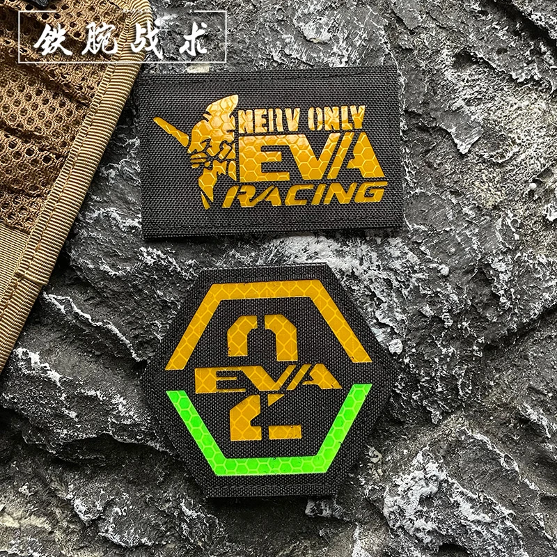 EVA Nylon Reflective Patches Japan Anime Military Art Cartoon Badges Stickers Appliques For Clothing Vest Jacket DIY Decorative