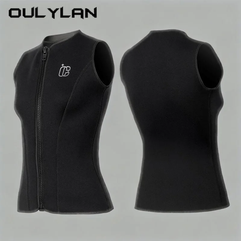 Oulylan-traje de neopreno cómodo y versátil para mujer, Tops con cremallera frontal de neopreno de 3mm, traje de neopreno térmico para entrenamiento de piragüismo, chaleco de buceo para adultos