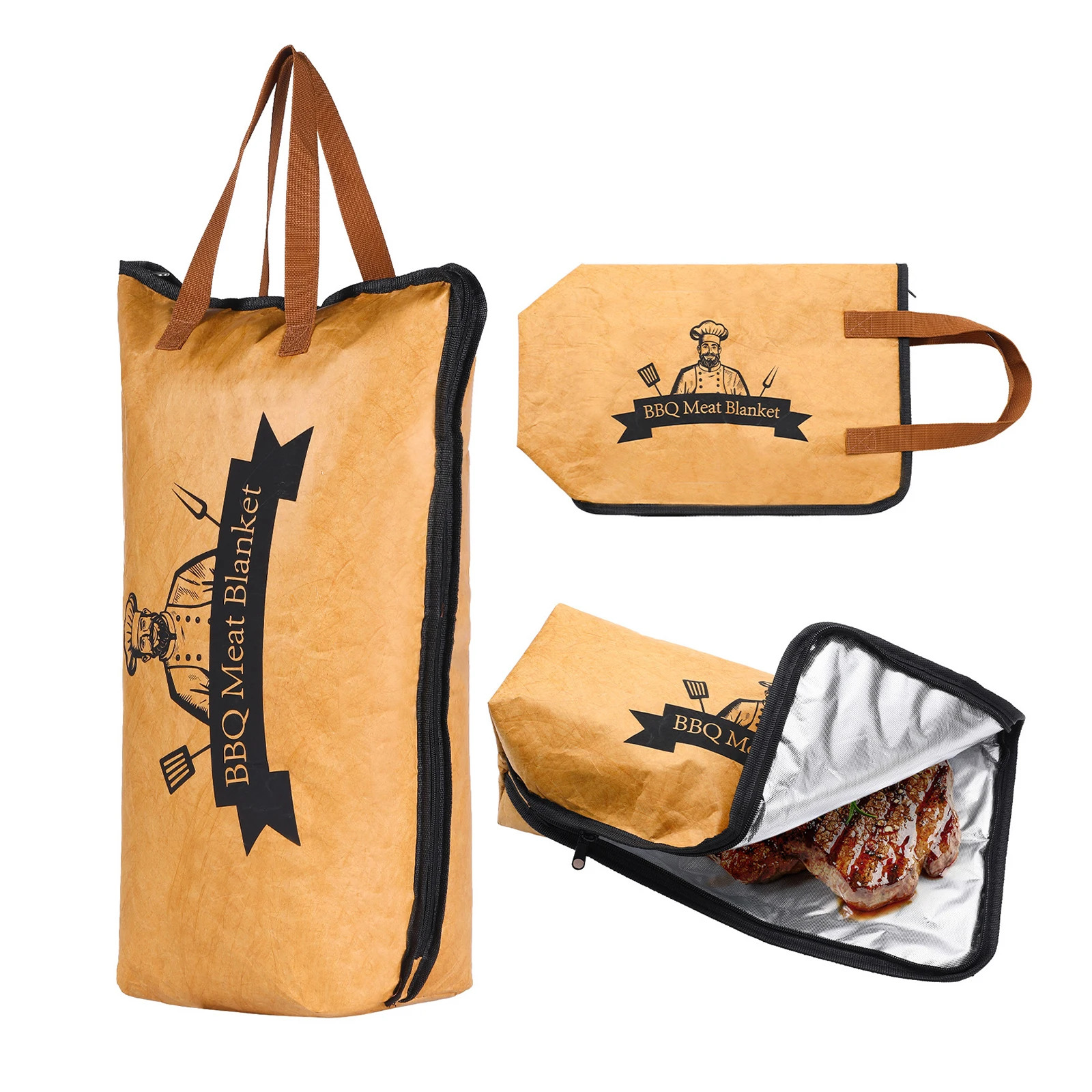 Paper Bag BBQ Insulation Bag With Reusable Thermal Insulation Durable Aluminum Foil Lining