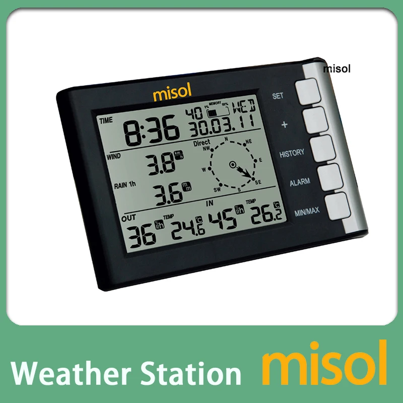 Misol Professional Weather Station Wind Speed Wind Direction Temperature Humidity Rain 433MHz