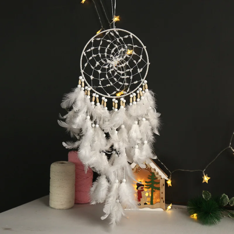 Ins Wind Wall Decoration Wooden Bead Feather Woven Dreamcatcher Room Decorations Hanging Ornaments