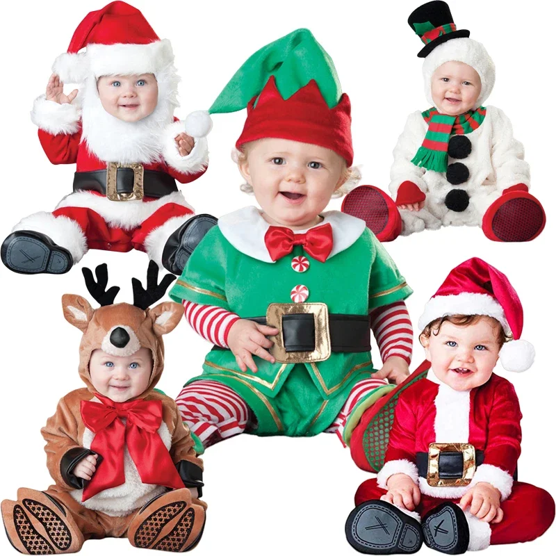 Baby Onesie Sets for Christmas Cosplay Santa Elk Themed Costumes for Performances Infant Outfits Newborn Clothes