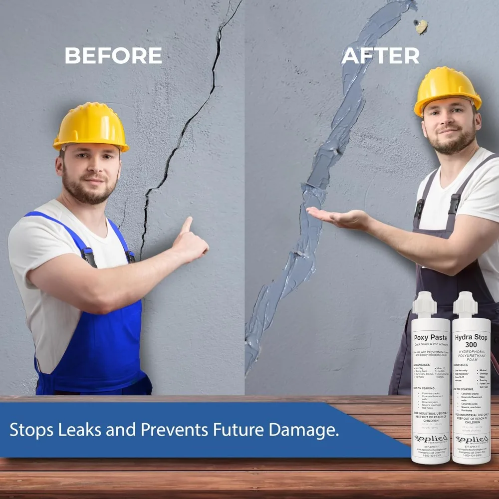 20 フィート ファスト セット コンクリート亀裂修復キット - 壁亀裂用 Hydra Stop 300 ポリウレタンフォーム