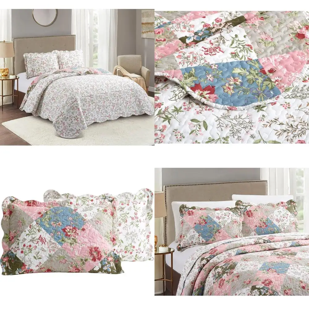 

Персиковые и оливковые лоскутные пэчворк, комплект одеял из 3 предметов с 2 шамами, двустороннее покрывало, легкий покрывало Sot, всесезонный, ul