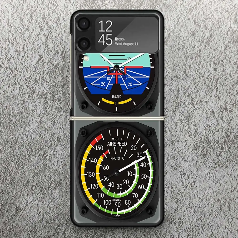 Aviation Aeroplane Helicopter Cockpit Instrument Zflip4 Zflip5 Phone Case For Samsung Z Flip3 Flip4 Flip5 5G ZFlip 4 5 3 Cover C