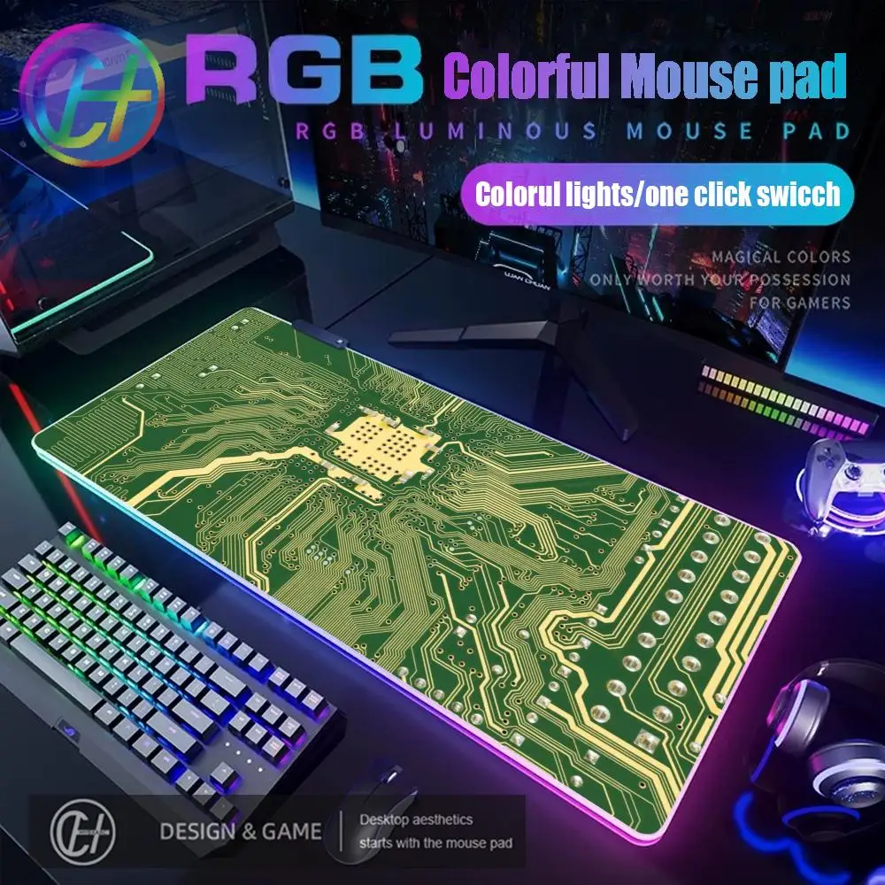 900X400X3MM HYBXAXC Inside Motherboard Circuit Board Mouse Pad RGB Gaming Mouse Pad Desk Mat HD Gamer Large LED Light XXL