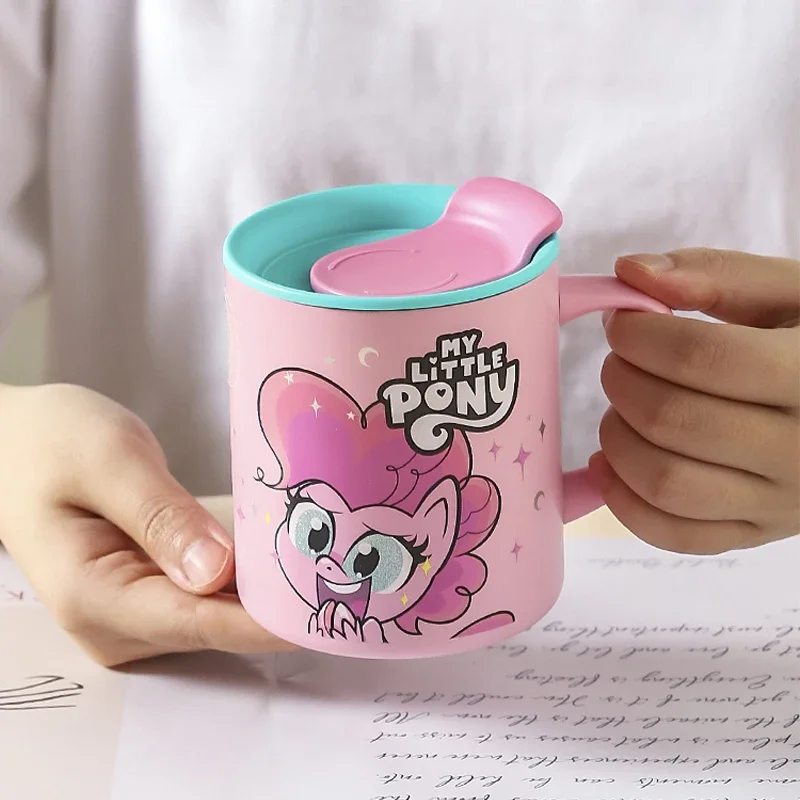 Kawaii My Little Pony Series Stainless Steel Insulated Mug Cute Anime Pinkie Pie Girl Cartoon Office Coffee Milk Cup with Lid