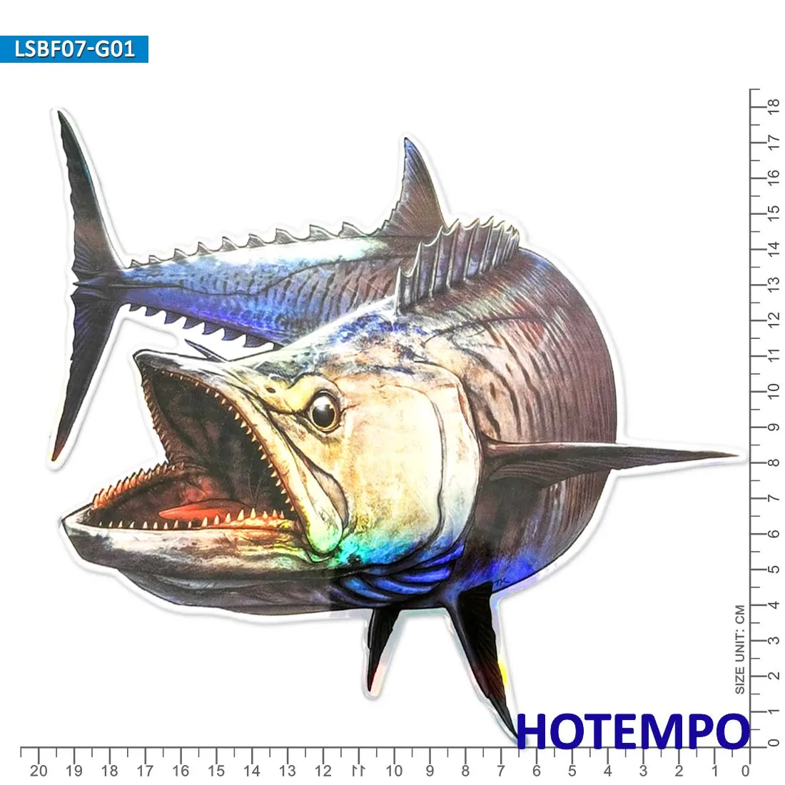 20cm Laser Flash Bluefin Tuna Big Sea Fish Waterproof Sticker for Fisherman Fishing Boat Laptop Suitcase Motorcycle Car Stickers