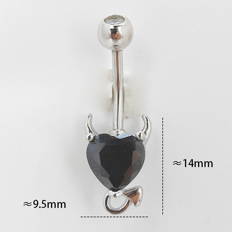 JICAI 925 فضة هالوين الشيطان البطن زر ثقب البطن زر خواتم فاخرة الأحمر الأسود الكوراندوم الإناث جديد للمرأة