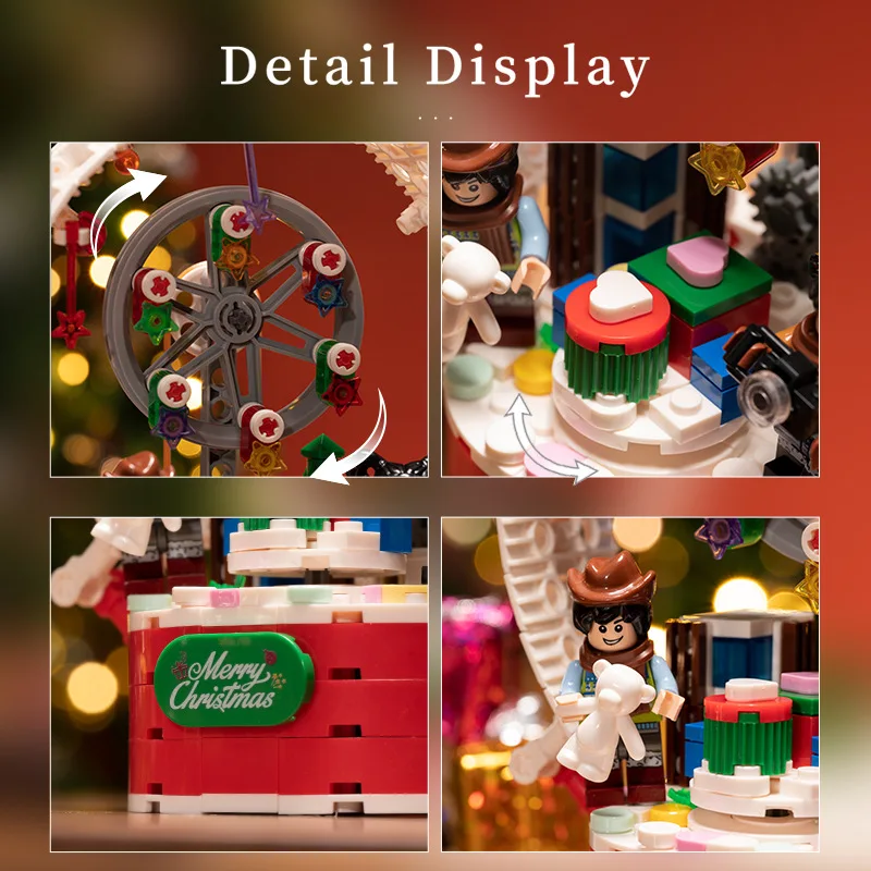 3D Puzzle Handmade Assembly Model Toys, Christmas Rotating Ferris Wheel, Building Model Ornaments, Gift, XT105